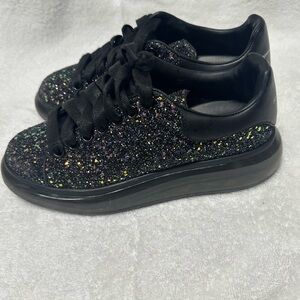 Alexander McQueen Black Glitter Galaxy Sneakers Women Size 39